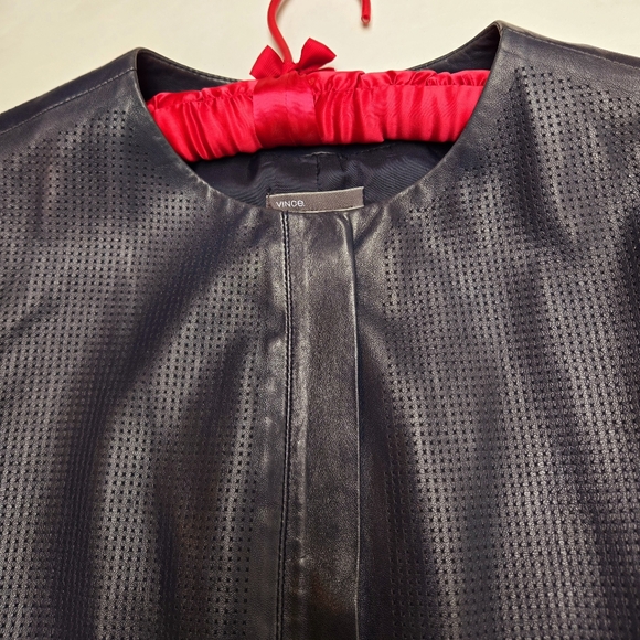 Vince steel grey leather jacket. zips and snaps, with front pockets.  women's L - Picture 13 of 16